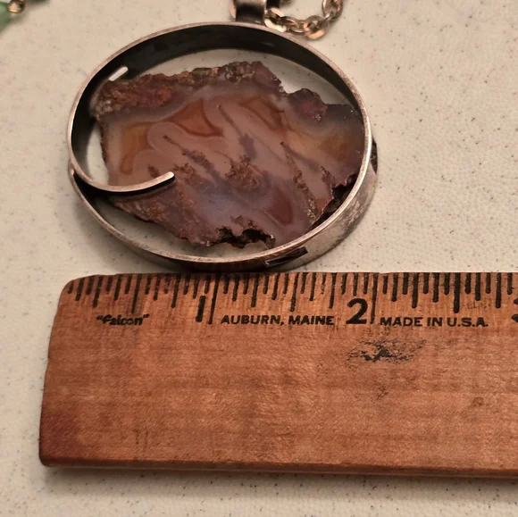 Sterling Silver Necklace w Jasper Pendant
